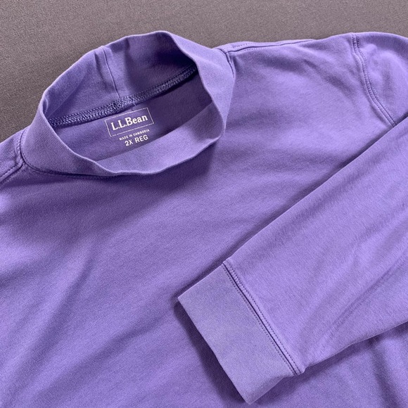 L.L.Bean Shirt Womens 2X Plus Purple Mock Turtleneck Long Sleeve Outdoors Cotton - Picture 1 of 10